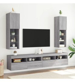 Meubles TV avec lumières LED 2 pcs sonoma gris 30,5x30x102 cm