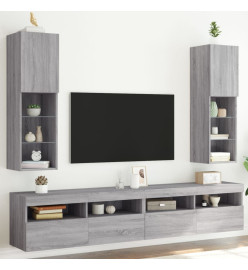 Meubles TV avec lumières LED 2 pcs sonoma gris 30,5x30x102 cm