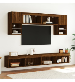 Meubles TV avec lumières LED 2 pcs chêne marron 100x30x30 cm