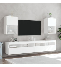 Meubles TV avec lumières LED 2 pcs blanc 40,5x30x60 cm