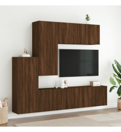 Unités murales TV 5 pcs chêne marron bois d'ingénierie