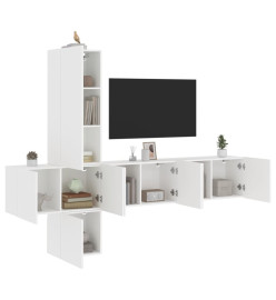 Unités murales TV 5 pcs blanc bois d'ingénierie