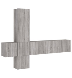 Unités murales TV 5 pcs sonoma gris bois d'ingénierie