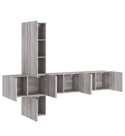 Unités murales TV 5 pcs sonoma gris bois d'ingénierie