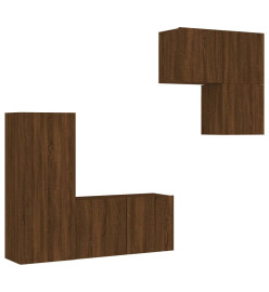 Unités murales TV 4 pcs chêne marron bois d'ingénierie