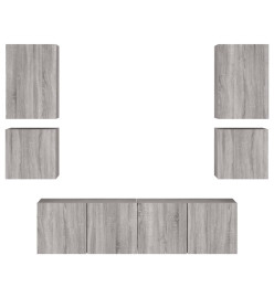 Unités murales TV 6 pcs sonoma gris bois d'ingénierie