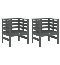 Chaises de jardin lot de 2 gris 61,5x53x71cm bois de pin massif