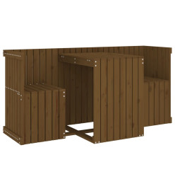 Set de balcon 2 places marron miel bois de pin massif
