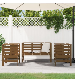 Salon de jardin 3 pcs marron miel bois de pin massif