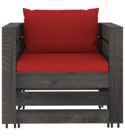 Salon de jardin 8 pcs avec coussins Bois imprégné de gris