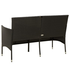 Canapé de jardin 3 places avec coussin Noir Résine tressée