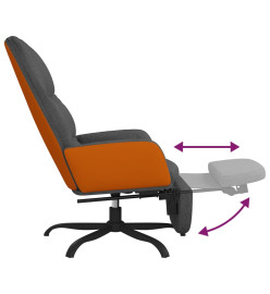 Chaise de relaxation avec repose-pied Gris foncé Tissu
