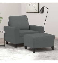 Fauteuil avec repose-pied Gris foncé 60 cm Tissu