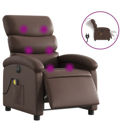 Fauteuil de massage inclinable électrique marron similicuir