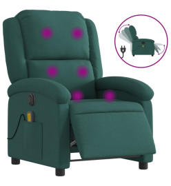 Fauteuil de massage inclinable électrique Vert foncé Tissu