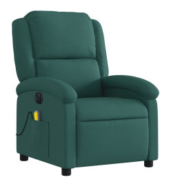 Fauteuil de massage inclinable électrique Vert foncé Tissu