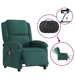 Fauteuil de massage inclinable électrique Vert foncé Tissu