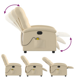 Fauteuil inclinable de massage électrique crème tissu