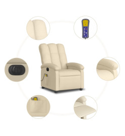 Fauteuil inclinable de massage électrique crème tissu