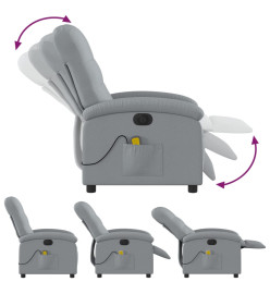 Fauteuil de massage inclinable électrique gris clair tissu