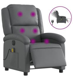 Fauteuil de massage inclinable électrique gris similicuir