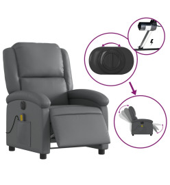 Fauteuil de massage inclinable électrique gris similicuir