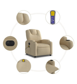 Fauteuil inclinable de massage électrique crème tissu