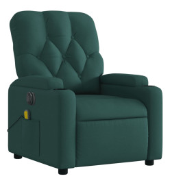 Fauteuil de massage inclinable électrique Vert foncé Tissu