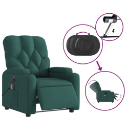 Fauteuil de massage inclinable électrique Vert foncé Tissu