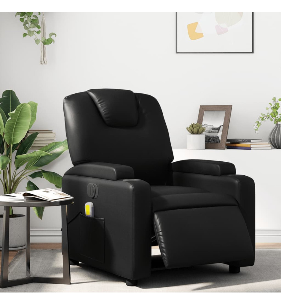 Fauteuil de massage inclinable électrique noir similicuir