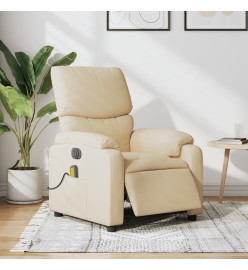 Fauteuil inclinable de massage électrique crème tissu