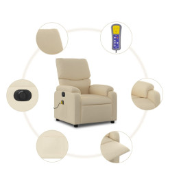 Fauteuil inclinable de massage électrique crème tissu