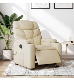 Fauteuil inclinable de massage électrique crème tissu