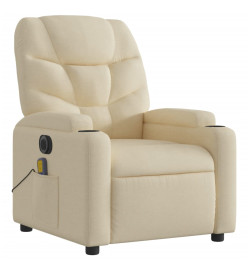 Fauteuil inclinable de massage électrique crème tissu