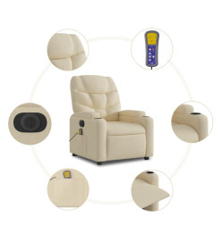 Fauteuil inclinable de massage électrique crème tissu