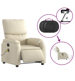 Fauteuil de massage inclinable électrique crème similicuir