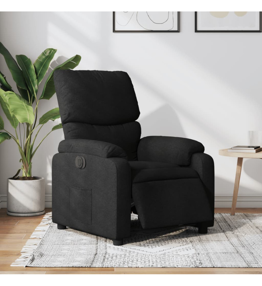 Fauteuil inclinable électrique Noir Tissu