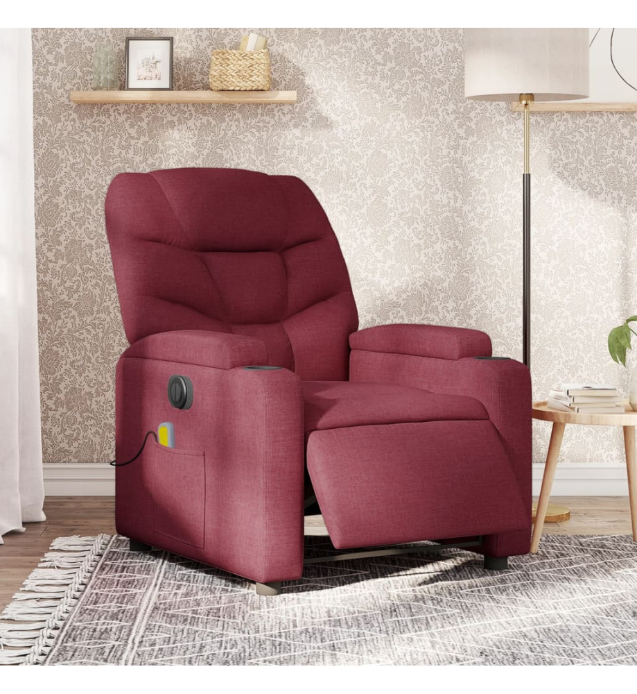 Fauteuil de massage inclinable électrique Rouge bordeaux Tissu