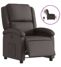 Fauteuil inclinable électrique marron foncé cuir véritable