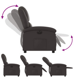 Fauteuil inclinable électrique marron foncé cuir véritable