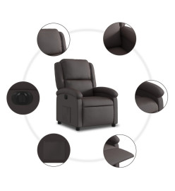 Fauteuil inclinable électrique marron foncé cuir véritable