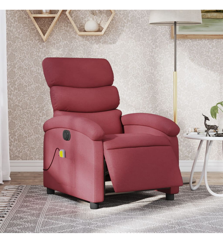 Fauteuil de massage inclinable électrique Rouge bordeaux Tissu