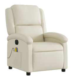 Fauteuil de massage inclinable électrique crème similicuir