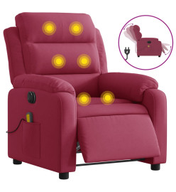 Fauteuil inclinable massage électrique rouge bordeaux velours