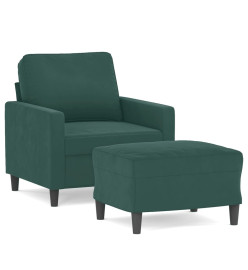 Fauteuil avec repose-pied Vert foncé 60 cm Velours