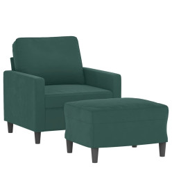 Fauteuil avec repose-pied Vert foncé 60 cm Velours