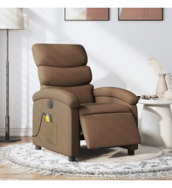 Fauteuil inclinable de massage électrique marron tissu