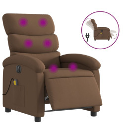 Fauteuil inclinable de massage électrique marron tissu