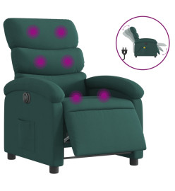 Fauteuil de massage inclinable électrique Vert foncé Tissu