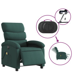 Fauteuil de massage inclinable électrique Vert foncé Tissu